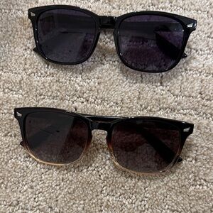 Pair of Classic Square Sunglasses - Black & Tortoiseshell